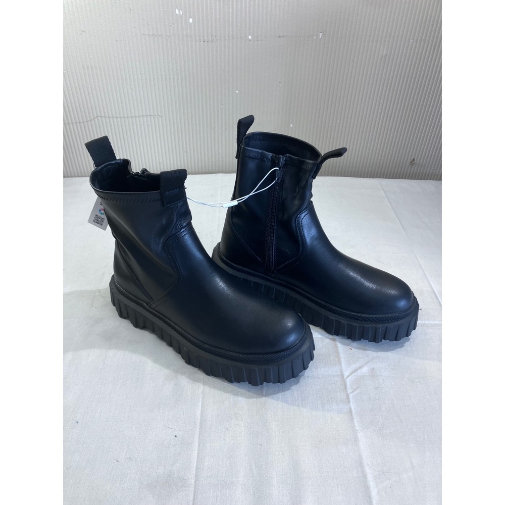 Zara Black Lug Sole Ankle Boots Starfit Insole Platform Zip 2100/130/800 Size 35 - Picture 3 of 12